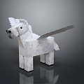 Pixel Art White Pegasus With Wings 3D Render In Minecraft Block Style 3d model