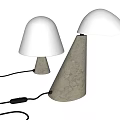 Modern Table Lamps With Mushroom Shaped Shade And Textured Light Colored Base 3d model