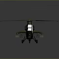Detailed green military helicopter with main rotor tail rotor and transparent cockpit design