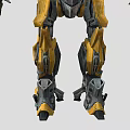 Yellow And Black Robotic Figure With Mechanical Armor And Detailed Joints