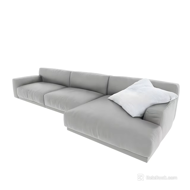 Modern Gray L Shaped Sectional Sofa with White Decorative Pillow 3d model