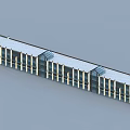 Modern Commercial Complex Featuring Long Facade Multiple Windows And Glass Dome Roofs 3d model