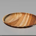 Oval Wooden Tray With Natural Brown Wood Grain And Smooth Surface