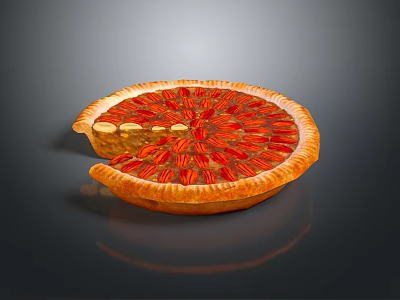 Delicious Fruit Pie With Golden Crust Fresh Slices And Pecan Topping 3d model