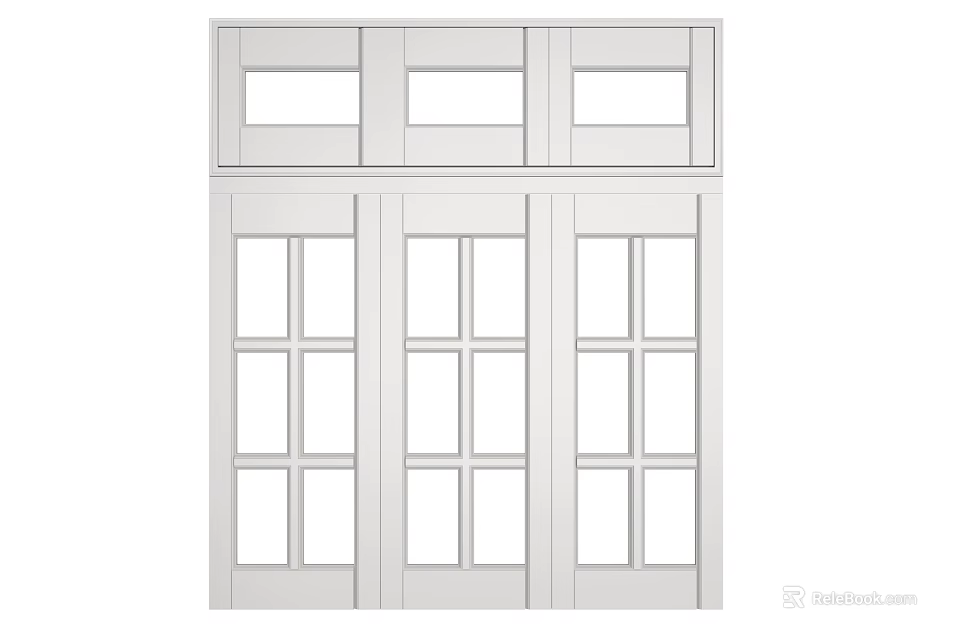 Modern Bay Window Interior Design With Glass Panels And White Frame Elements 3d model