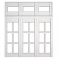 Modern Bay Window Interior Design With Glass Panels And White Frame Elements 3d model