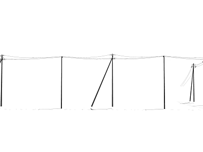 Roadside Infrastructure Featuring Electric Poles And Power Lines Along The Road 3d model