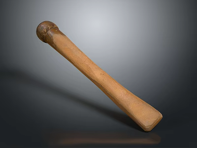 Handcrafted Solid Wooden Mallet With Round Head And Square Base Natural Texture Surface 3d model