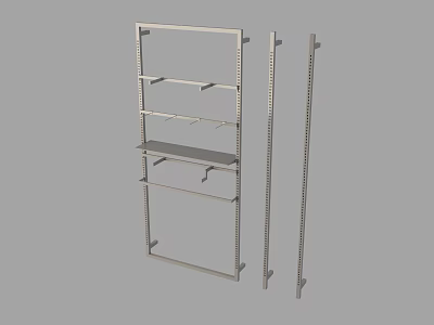 Sturdy Metal Storage Rack With Adjustable Shelves And Vertical Poles 3d model