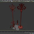 Black Decorative Coat Rack And Multi Arm Floor Lamp With Ornate Design For Home