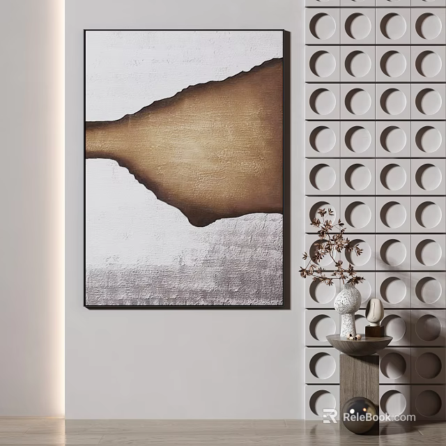 Modern Wall Decor With Abstract Painting Circular Pattern Wall Vase And Decorative Items 3d model
