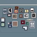 Decorative Photo Wall With Multiple Frames And Various Art Designs