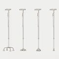 Medical Device Red Adjustable Walking Crutches With Various Stable Base Designs For Support 3d model
