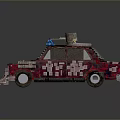 Rusty Modified Apocalyptic Car With Spikes Metal Grill And Exhaust Pipes