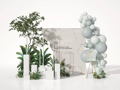 Modern Meichen Window Balloon Meichen Plant Meichen Xiaojing Pin Area Wedding Meichen Balloon Combination Balloon Landscape Meichen 3d model