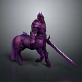 Armored Purple Knight Riding Purple Horse With Red Accents And Sword