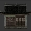 Chinese Traditional Style Supermarket Department Store With Tile Roof Wooden Doors And Stone Walls