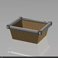 Square Rattan Storage Basket with Silver Metal Hardware Frame for Organizing