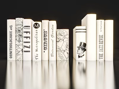 Arranged Books And Magazines Display With Artistic Covers And Spine Designs 3d model