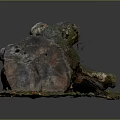 Natural Wood and Stone Tree Stump Decor with Rustic Texture and Organic Details