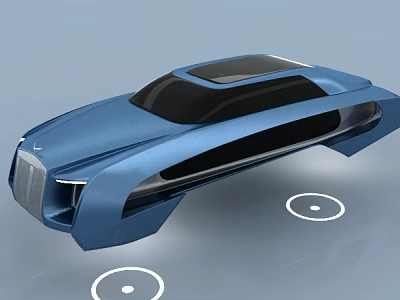 Futuristic Blue Concept Car With Streamlined Body Black Roof And Circular Markings 3d model
