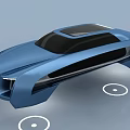 Futuristic Blue Concept Car With Streamlined Body Black Roof And Circular Markings