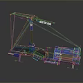 Industrial Mechanical Device With Crane Arm Blue Structure Platform Base And Suspension Cables