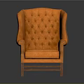 Elegant Orange Tufted Velvet Armchair With Classic Design And Wooden Legs