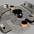 Modern L Shaped Sofa and Coffee Table Set With Decorative Cushions and Textured Living Room Rug