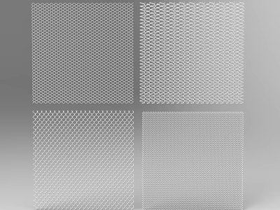 Architectural Components Showcasing Four Different Perforated Grid Patterns for Modern Design 3d model
