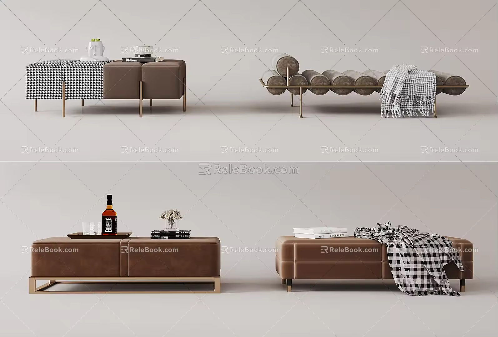 Sofa stool Bed end stool combination 3d model