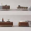 Sofa stool Bed end stool combination 3d model