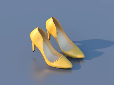 Women's Yellow Pointed Toe High Heel Leather Elegant Fashionable Shoes 3d model