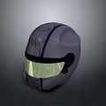 Tactical Weapon Helmet Featuring Purple Design Cracked Pattern And Green Visor 3d model