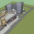 Modern Commercial Complex With High Rise Buildings Retail Areas And Office Spaces
