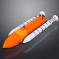 Orange Streamlined Missile Featuring White Tail Fins Striped Sections And Aerodynamic Design