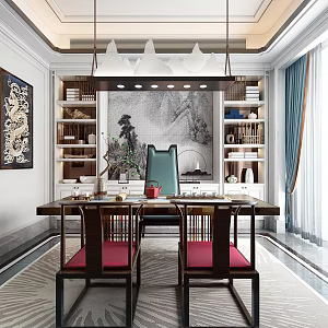 New Chinese Style Study 3d model