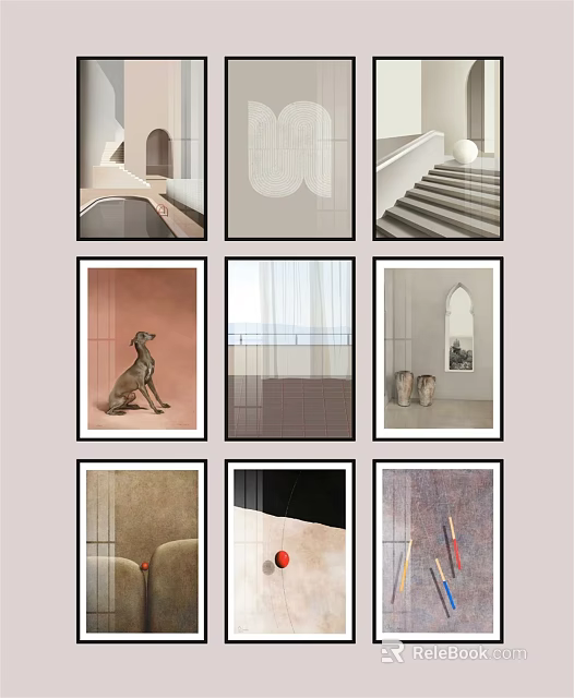 Various Modern Art Prints For Home Wall Decor With Different Scenes 3d model 