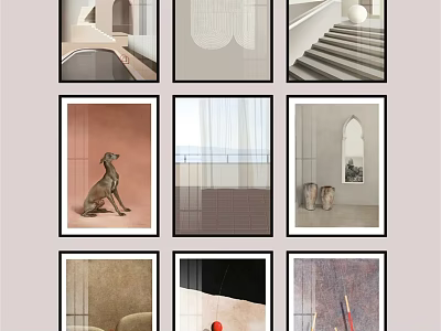 Various Modern Art Prints For Home Wall Decor With Different Scenes 3d model