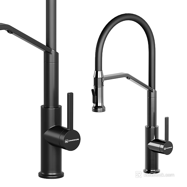 Modern Black Kitchen Faucets With Swivel Spout And Pull Down Sprayer Design 3d model