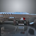 Futuristic Metallic Silver Weapon With Geometric Design And Red Accent