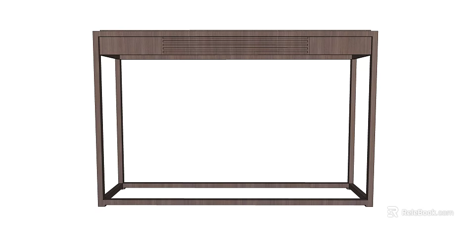 Modern Console Table With Wooden Top And Metal Frame For Entryway Decor 3d model 