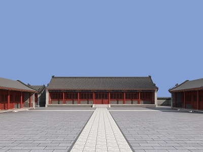 Chinese-style ancient building hall main hall antique folk house with hall 3d model