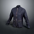 Dark Blue Stylish Jacket With Front Zipper And Side Pockets Design