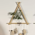 Creative Wall Decor Set with Circular Miniature Landscape Triangular Shell Hangings and Wooden Framed Planters 3d model
