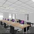 Modern Office Interior Design With Workstations Meeting Room And Reception Area 3d model