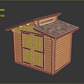 Small Wooden Shed With Double Doors Brown Trim And Shingle Roof Light Wood Exterior