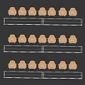 Classroom Desk And Chair Set With White Long Tables And Light Brown Chairs Neatly Arranged