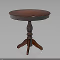 Round Wooden Side Table With Carved Pedestal Base And Three Legs Design