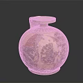 Traditional Clay Jar Sculpture With Painted Designs Rounded Shape And Lid